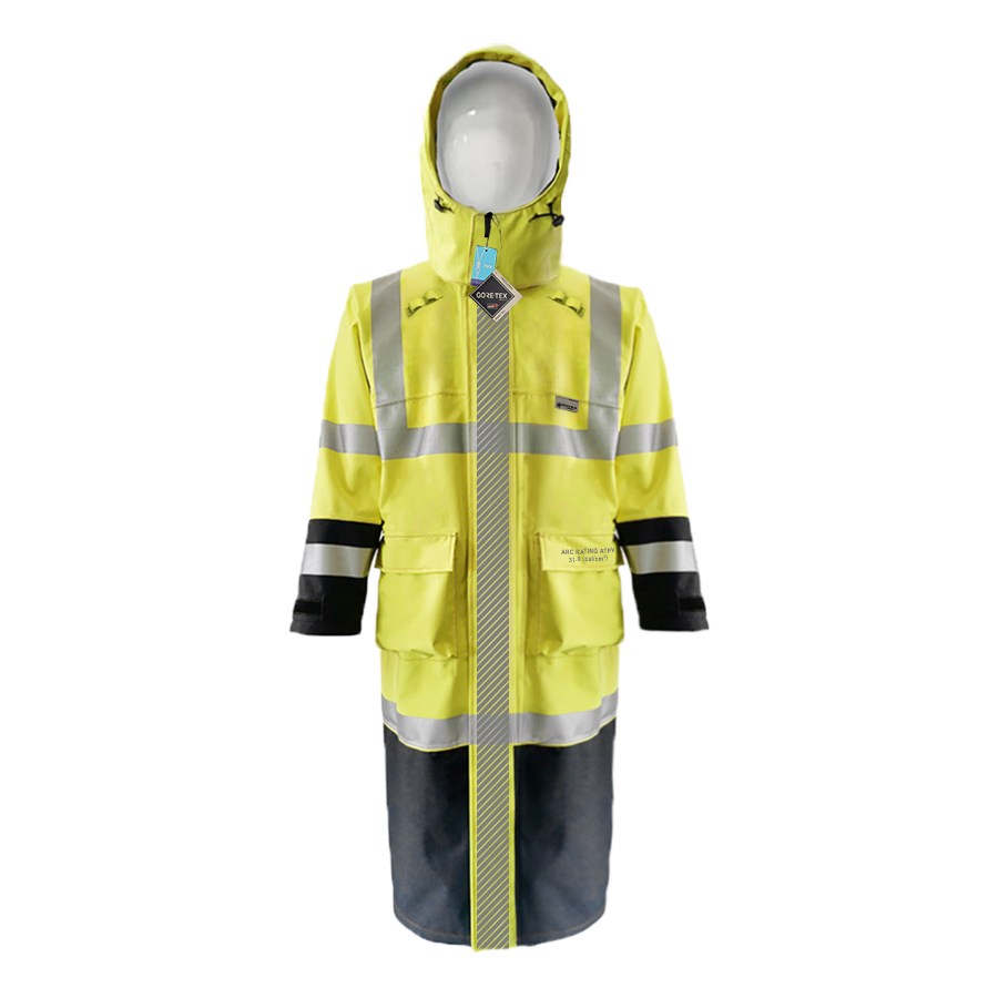 EXTREME GORE-TEX PYRAD CAT 3 FRARC Rated Breathable High Visibility Rainwear Trench Coat-CSA-GTXEXTC-YELLOW-BLACK